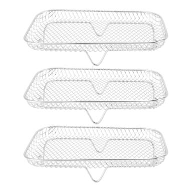 Imagem de Rack três desidratadores empilháveis para vórtice instantâneo acessórios de aço inoxidável Nuwave compatíveis com fornos micro-ondas e mais (retangular)