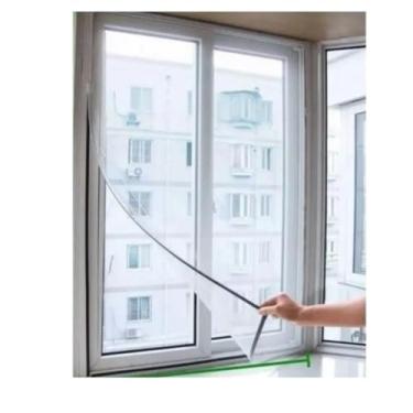 Imagem de Tela Mosquiteira para Janela, Proteção Contra Pernilongos e Mosquitos, 150x130 cm, Kit com 2 Unidades, Com Fita Adesiva