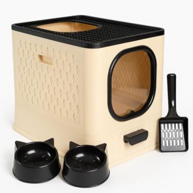 Imagem de Caixa de Areia Para Gatos Fechada Sandbox Sanitário Furba Grande (Bege)