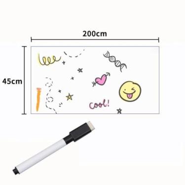 Imagem de Papel Parede Adesivo Quadro Branco PVC 2 Metros Com Marcador Lousa Escritório Escolar Planejamento Removível Lavável