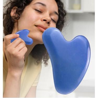 Imagem de Ferramenta facial GuaSha (azul) – Acessório de massagem para rotina diária de beleza e momentos de spa em casa