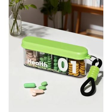 Imagem de Caixa organizadora de comprimidos de viagem, dispensador diário de medicamentos, 4 grades