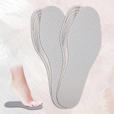 Imagem de 2 pares de palmilhas finas de amortecimento respirável unissex, almofadas de sapato de corte livre, inserções de espuma de látex de camada dupla para qualquer sapato, Branco, Uniform Size