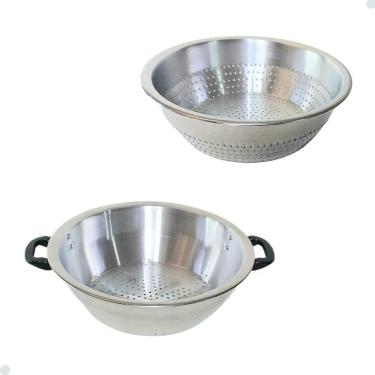 Imagem de 2X Kit Escorredor Lavador De Macarrão E Arroz Em Alumínio 2