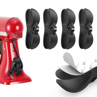 Imagem de Organizador de cabos transparentes de 4 peças para eletrodomésticos, organizador de cabos atualizados com suportes de cabos, suporte de envoltório de arame para utensílios de cozinha, fritadeira a ar