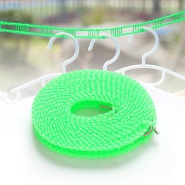 Imagem de Varal de nylon para viagens e acampamento, corda de secagem ajustável resistente ao ar livre com design antiderrapante, linha de roupa portátil para uso interno
