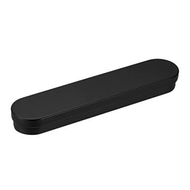 Imagem de Caixa de lata articulada de metal, 2 peças de 17,5 x 3,8 x 2 cm, recipiente de armazenamento portátil de folha de flandres vazio com espuma EVA, preto, para organizador doméstico, velas, presentes