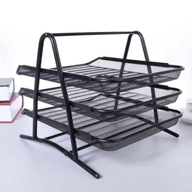Imagem de Organizador de Mesa 3/4 Andares para Documentos A4 - Design Moderno na Cor Preta, Ideal para Escritório(3 gavetas,un1)