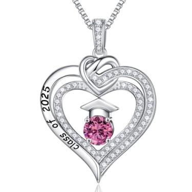 Imagem de Presentes de formatura para ela 2025 College, colar de prata, pingente de pedra de nascimento de formatura 2025, presente de formatura inspirador, presentes de formatura para sua irmã, melhores amigas