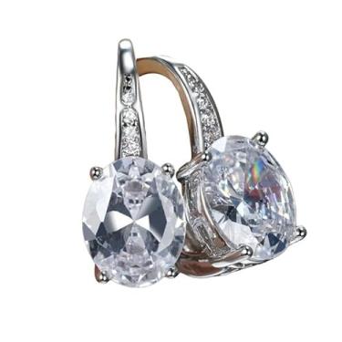 Imagem de Brincos pendentes de zircônia cúbica folheados a ouro branco azul verde para mulheres, noivas, festas diárias, joia leve, brinco, presente para ela, 2inch, Cobre, Sem pedra preciosa