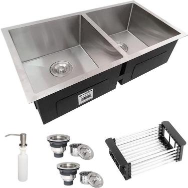 Imagem de Cuba Dupla Quadrada Inox 304 Gourmet 9040 Acessórios- Ec246