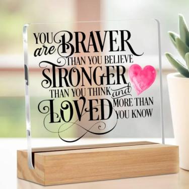 Imagem de Presentes inspiradores para mulheres, lembretes motivacionais citações placa acrílica decoração de mesa, presentes de incentivo para amigos, decoração de quarto, utensílios de mesa fofos acessórios de