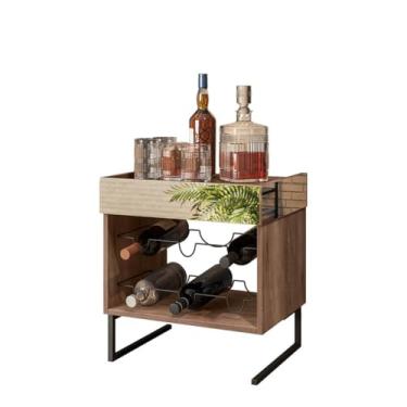 Imagem de Adega de 6 Garrafas Madeira e Metal Estilo Industrial Aurora - ÉdeCasaMóveis