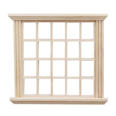 Imagem de Janela de madeira em miniatura Dollhouse em escala 1:12 com 20 grades