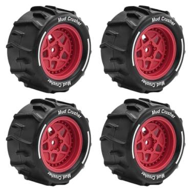 Imagem de Dynwave Kit de instalação fácil com 4 rodas e pneus para modelo DIY (faça você mesmo), upgrade profissional para Granite Grom na escala para 1:18, Vermelho