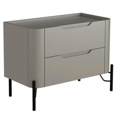 Imagem de Mesa De Cabeceira Orgânica 2 Gavetas Pés Industrial Preto Bliss I03 Grigio - Lyam Decor