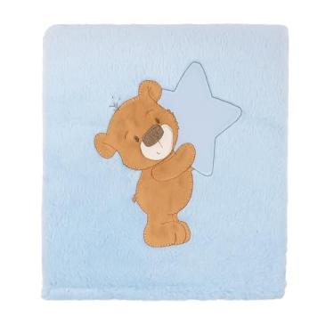 Imagem de MANTA BEBE MICROFIBRA SOFT BABY BORDADA 85 CM X 1,00 M (URSO ESTRELA AZUL)