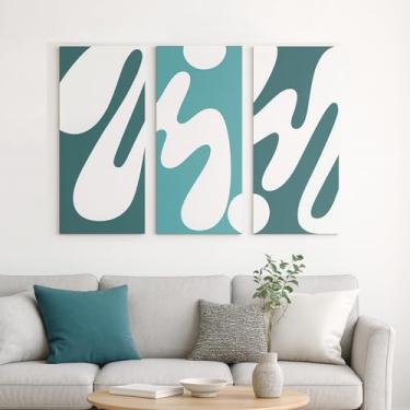 Imagem de Conjunto Kit 3 Quadros Decorativos Abstrato Desenhos Irregulares em MDF e Relevo 3D(Verde)