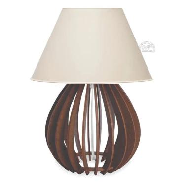 Imagem de 2X Abajur Bola Mdf Marrom Cúpula Sala Cozinha Quarto Escritó
