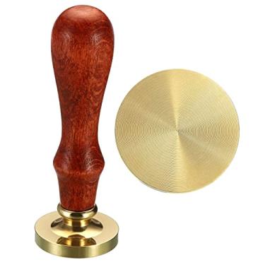 Imagem de Carimbo redondo de lacre de cera em branco de 30 mm, cabeça de latão removível sem alça de madeira retrô para convite de envelopes, embalagem de vinho, embrulho de presente