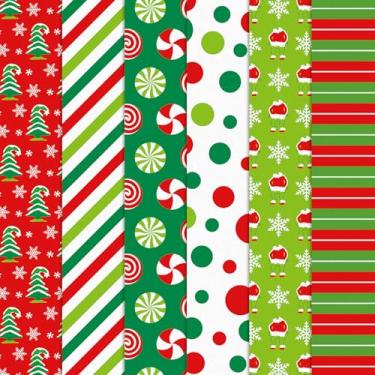 Imagem de JarThenaAMCS 6 unidades de pacotes de tecido de algodão de Natal quartos gordos árvore de Natal doce ponto listrado colcha patchwork para Natal, inverno, bricolage, costura, artesanato, decoração