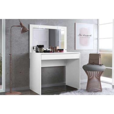Imagem de Penteadeira Atraente c/ 1 Gaveta e Espelho Branco - Demóbile