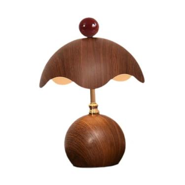 Imagem de Ｂｅｓｇａ Abajur de mesa em formato de de ovo, luminária de mesa LED estilo nórdico, luminária de cabeceira, luz noturna para casamentos, quarto infantil, Grão de Madeira