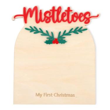 Imagem de AOQURE Lembrança da Primeira Pegada de Natal-Placa de Pegada de Natal Faça Você Mesmo, Primeiro Natal de Recém-Nascidos, Cartão de Marco de Artesanato Em Madeira de Natal, Decoração de Pegada de Berçá