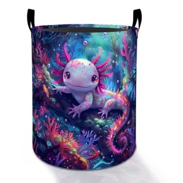 Imagem de Axolotl cesto de roupa suja para meninos, meninas, crianças e adultos, caixa de armazenamento de roupas Oxford dobrável à prova d'água, organizador de oceano para quarto, banheiro, decoração de quarto