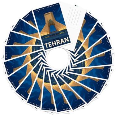 Imagem de gaeaverse Cartões postais de viagem vintage Teerã Irã - 20 peças/conjunto de marcos da Torre Azadi, cartão postal vintage de todo o mundo para decoração de correspondência, presente para amantes de