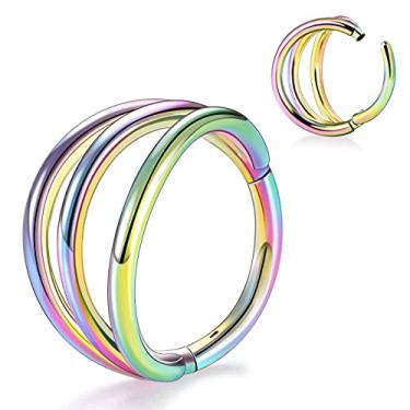 Imagem de Qmcandy Anéis de aço inoxidável com segmento articulado 16G cartilagem tragus hélice anéis septo nariz piercing joias, metal, zircônia cúbica,