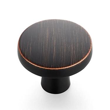 Imagem de Ravinte Pacote com 5 puxadores de gaveta de 3,8 cm puxadores de armário de cozinha sólidos redondos puxadores de gaveta de cômoda bronze esfregado a óleo puxadores de gaveta puxadores de gaveta ferragens de armário simples para puxadores de gaveta de armário