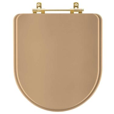 Imagem de Assento Sanitário Carrara Bege Castor Para Vaso Deca Com Ferragem Dourada