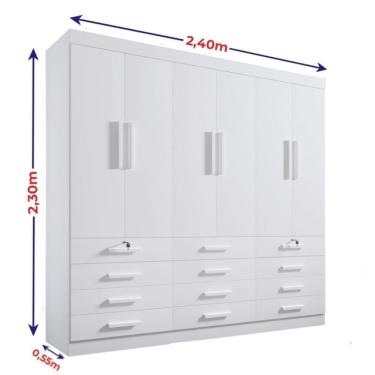 Imagem de Guarda Roupa Casal 6 Portas 12 Gavetas Sem Pés Mônaco Plus D' Doro Castanho/linho