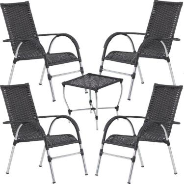 Imagem de Jogo 4 Cadeiras E Mesa Vênus Area Externa - Trama Preto