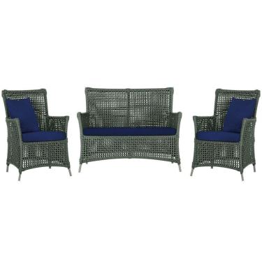 Imagem de Jogo Sofá E 2 Poltronas Igapó Alumínio Fendi E10 Trama Verde