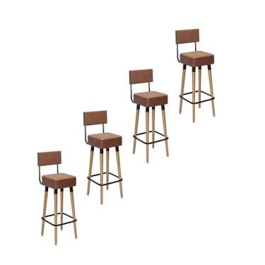 Imagem de Kit 4 Banquetas Altas Estofadas Florença Café - Adz
