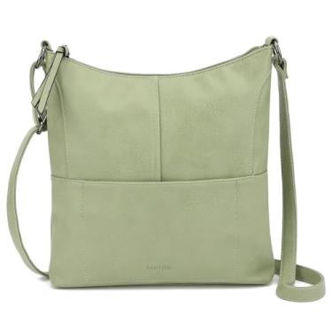 Imagem de TANTOMI Hobo Bolsas femininas de couro vegano e bolsa de ombro com alça de ombro ajustável, Verde claro