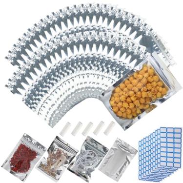 Imagem de Embalagem com 300 sacos grandes de Mylar Reclosable para armazenamento de alimentos 14 cm x 20 cm, sacos de alumínio à prova de cheiro, com janela transparente, armazenamento de cozinha, embalagem