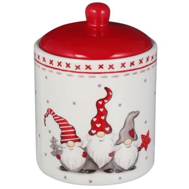 Imagem de DOITOOL Pote De Biscoitos Gnomo - Cerâmica Natal Com Tampa, Recipiente Para Doces Natal, Biscoitos, Doces, Salgadinhos E Nozes