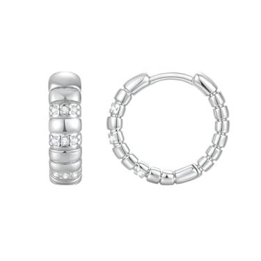 Imagem de Rhinelife - Brincos de argola femininos, banhados a ouro 18 K, hipoalergênicos, joias modernas para presente para ela, tamanho pequeno, médio e grande, Mini, Aço inoxidável, Sem pedra preciosa