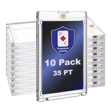Imagem de Porta-cartões magnéticos para cartões colecionáveis | 35pt 10 unidades | Porta-cartões magnéticos de acrílico transparente com um toque capa protetora para esportes, TCG e cartões colecionáveis