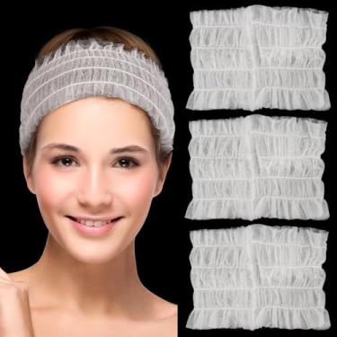 Imagem de Fitas de cabelo descartáveis de spa de 100 unidades, faixas de cabelo elásticas não tecidas para maquiagem, lavagem de rosto e massagem, ideal para salões de beleza e cuidados pessoais