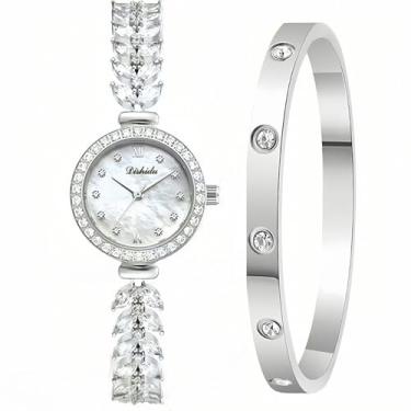 Imagem de Kchss Relógio feminino com pulseira sereia, Branco