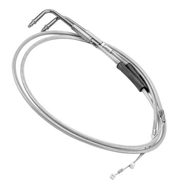 Imagem de Fuziddn Cabo de aceleração de comprimento estendido de 106,7 cm e kit de substituição para Harley Sportster XL 883 1200 Dyna Softail (2010-2023), aço inoxidável cromado, compatível com OEM 31441-10A