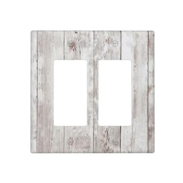 Imagem de Placa de cobertura de interruptor de luz rústica placa de grão de madeira cinza/branca 2 capas de tomada de balancim duplas placas decorativas de interruptor placas de parede elétricas GFCI para