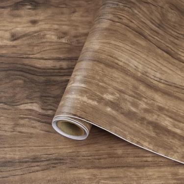 Imagem de Papel de parede de madeira para contato de madeira, papel de parede para descascar e colar um conjunto de 43,9 cm x 304,8 cm, papel de parede de madeira rústica espesso autoadesivo para bancadas
