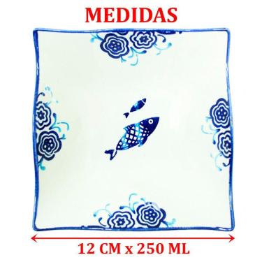 Imagem de Kit 10 Tigela Sobremesa Bowl Peixe Praia Oceano Náutico 14cm