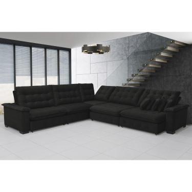 Imagem de Sofá Manchester 3.83x3.83m De Canto, Retrátil E Reclinável - Preto