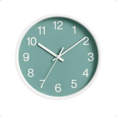 Imagem de Relógio de Parede Moderno Silencioso, 30cm, Analógico, Design Minimalista, Decorativo para Casa e Escritório (Verde)